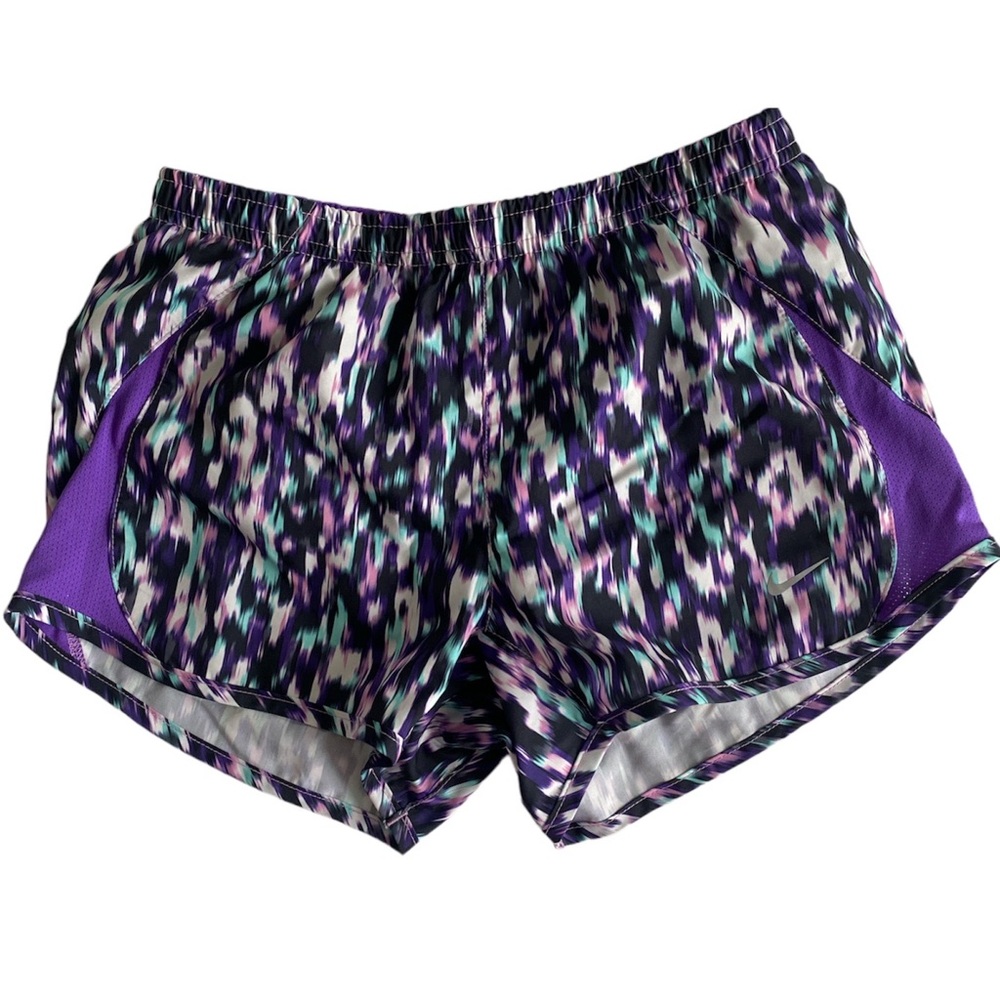 Nike Running Shorts Purple Abstract Pattern Women's XS Athletic with pocket